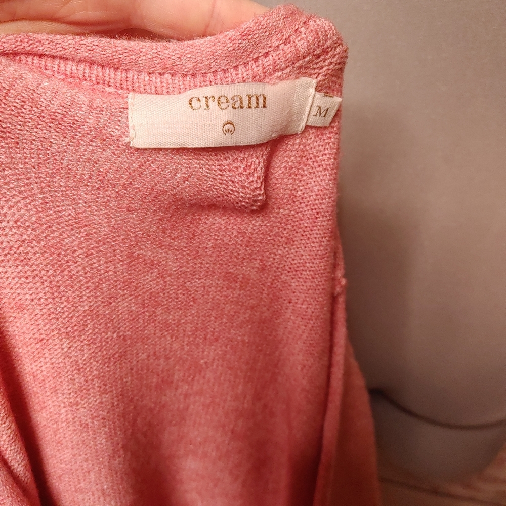 Cream knit pink sweater dress size M - Picture 6 of 10